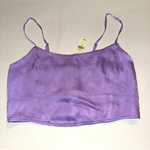 NWT Aerie Lavender Satin Cropped Camisole Top
